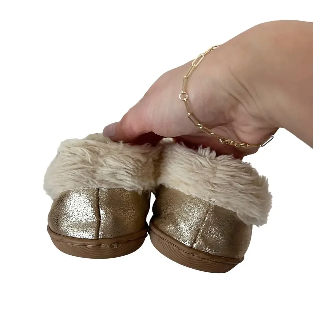 J. Crew Gold Metallic Slipper Moccasins Sz 7
